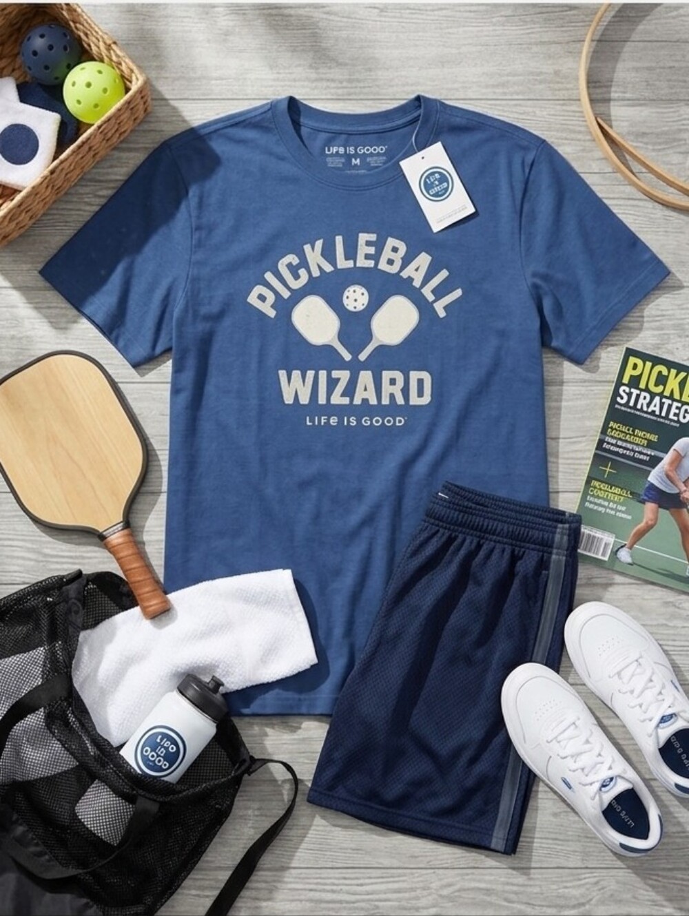 Life is Good Pickleball Wizard Short Sleeve Crusher Tee Men's M NWT
